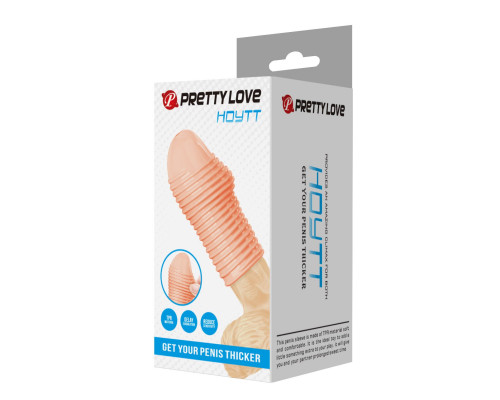 Телесная насадка на пенис с ребрышками Hoytt - 9 см.