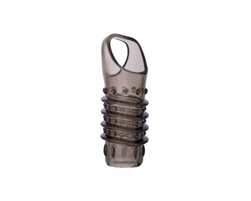 Заказать Открытая дымчатая насадка с точками и рёбрами ToyFa XLover - 11,5 см.