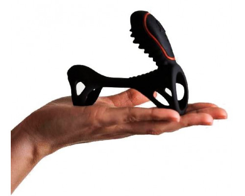 Чёрная насадка на фаллос Gladiator + LRS  с трехкнопочным пультом управления