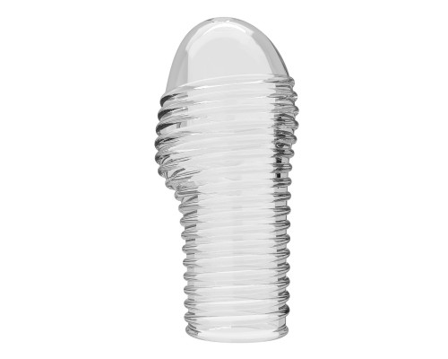 Прозрачная насадка на пенис с ребрышками Hoytt - 9 см.