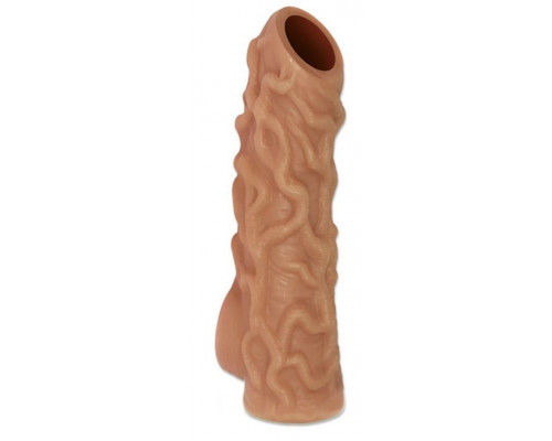 Заказать Телесная насадка с венками и открытой головкой Nude Sleeve S - 10 см.
