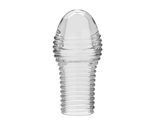 Прозрачная насадка на пенис с ребрышками Hoytt - 9 см.