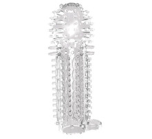 Закрытая прозрачная насадка на пенис с шипиками Nubby Sleeve - 14,5 см.