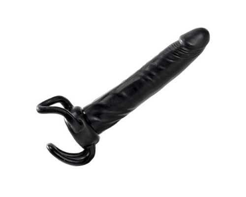 Заказать Чёрная насадка-фаллос для двойного проникновения INFLATABLE DILDO SLIM DONG  - 13,5 см.