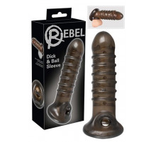 Насадка на пенис Rebel smoke с рёбрышками и отверстием под мошонку