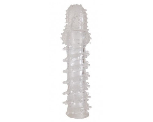 Заказать Прозрачная, закрытая насадка с шипами и точками - 13,5 см.