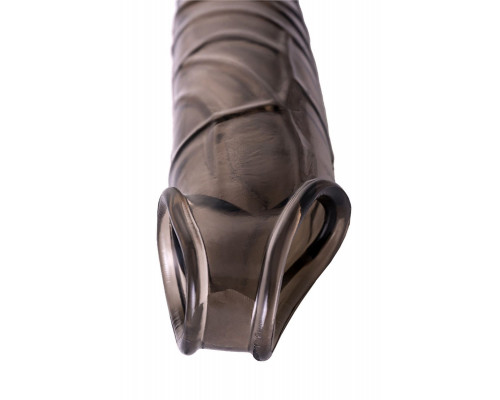 Заказать Дымчатая фаллическая насадка с подхватом и закрытой головкой - 16,2 см.