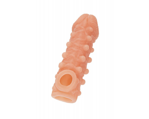 Заказать Телесная закрытая насадка с шариками Cock Sleeve 010 Size S - 13,8 см.