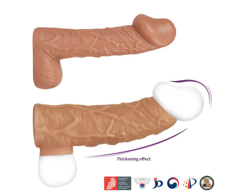 Заказать Телесная открытая насадка-реалистик с подхватом мошонки Nude Sleeve L - 14 см.