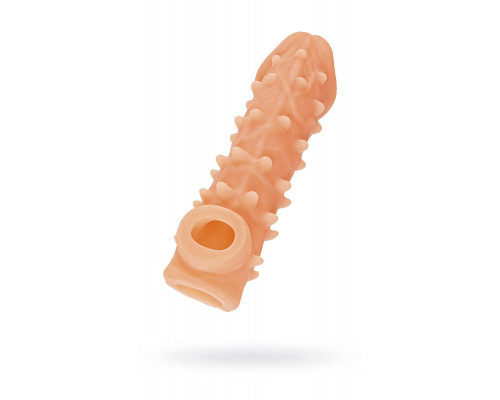 Телесная закрытая насадка с пупырышками Cock Sleeve 005 Size S - 13,8 см.
