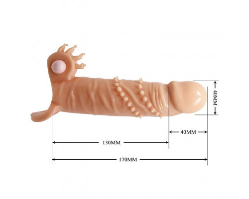 Заказать Телесная удлиняющая вибронасадка Penis Sleeve Connor - 17 см.