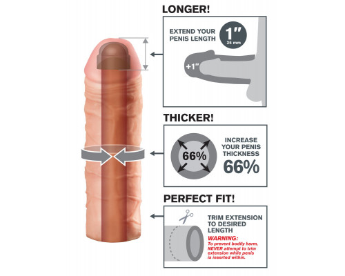 Заказать Реалистичная насадка Mega 1 Extension - 17 см.