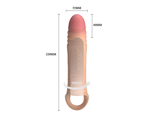 Телесная удлиняющая насадка на пенис с вибрацией
