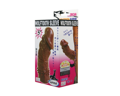 Заказать Коричневая насадка на пенис Wolftooth Sleeve - 13 см.