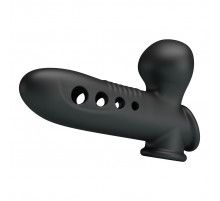 Черная насадка на пенис с эффектом расширения Crane - 18,4 см.