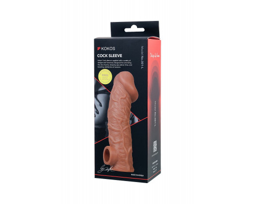 Заказать Телесная насадка на фаллос с отверстием для мошонки EXTREME SLEEVE - 17,6 см.