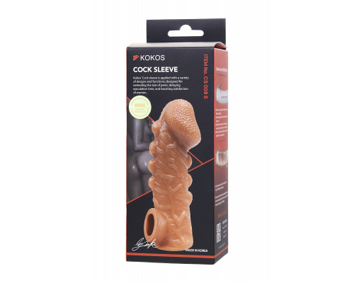 Заказать Телесная закрытая насадка с шишечками Cock Sleeve 008 Size S - 13,8 см.