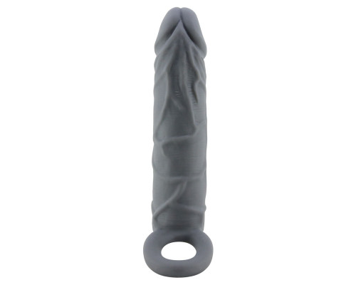 Серая удлиняющая насадка на пенис Large - 18 см.