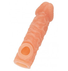 Телесная закрытая насадка с шершавой головкой Cock Sleeve 007 Size S - 13,8 см.