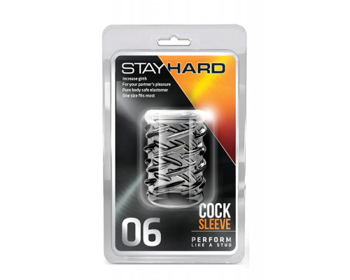 Заказать Прозрачная насадка с объёмными чёрточками STAY HARD COCK SLEEVE 06 CLEAR