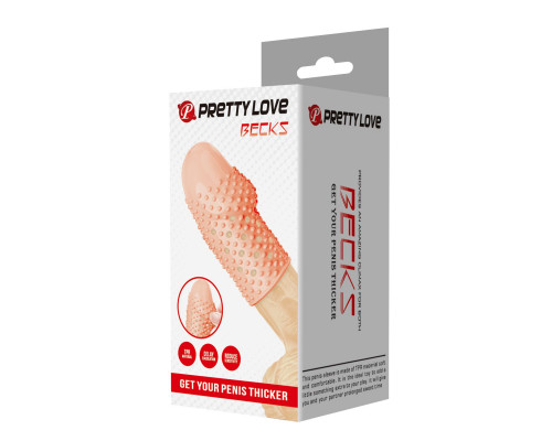 Телесная текстурированная насадка на пенис Becks - 8 см.