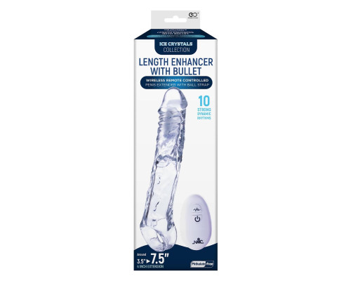 Прозрачная насадка-удлинитель Length Enhancer With Bullet с подхватом - 22,3 см.