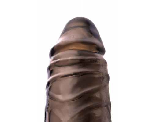 Заказать Дымчатая фаллическая насадка с подхватом и закрытой головкой - 16,2 см.