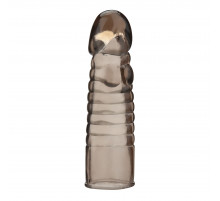 Дымчатая насадка-удлинитель Ribbed Realistic Penis Enhancing Sleeve Extension - 15,2 см.