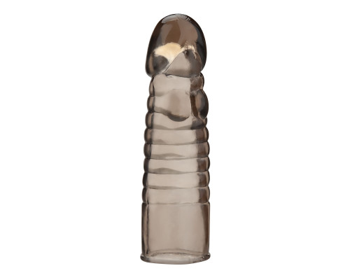 Заказать Дымчатая насадка-удлинитель Ribbed Realistic Penis Enhancing Sleeve Extension - 15,2 см.
