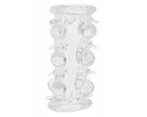 Заказать Прозрачная насадка на пенис с шипами и бугорками JELLY JOY LUST CLUSTER CLEAR