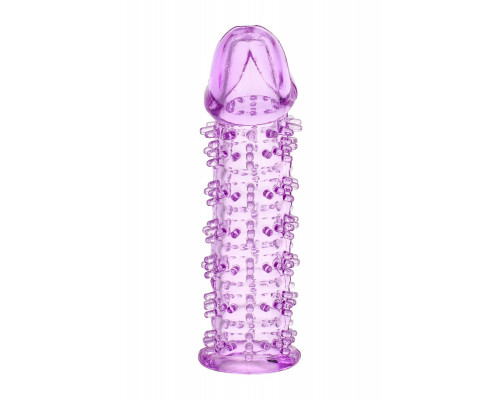 Заказать Гелевая фиолетовая насадка на фаллос с шипами - 12 см.