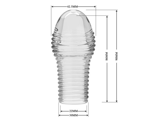 Прозрачная насадка на пенис с ребрышками Hoytt - 9 см.