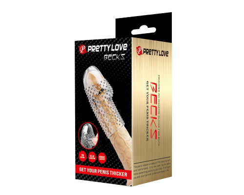 Прозрачная текстурированная насадка на пенис Becks - 8 см.