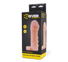 Фаллическая удлиняющая насадка с кольцом для фиксации - 16 см.