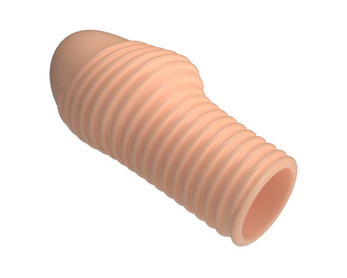 Телесная насадка на пенис с ребрышками Hoytt - 9 см.