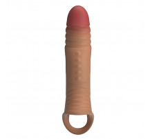 Карамельная удлиняющая насадка на пенис с вибрацией