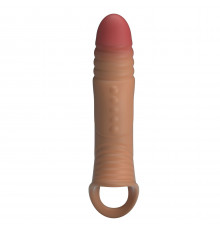Карамельная удлиняющая насадка на пенис с вибрацией