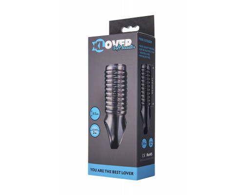 Заказать Дымчатая насадка с рёбрышками и подхватом мошонки ToyFa XLover - 12,5 см.