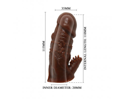 Коричневая насадка на пенис - 11,5 см.