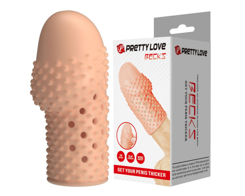 Телесная текстурированная насадка на пенис Becks - 8 см.