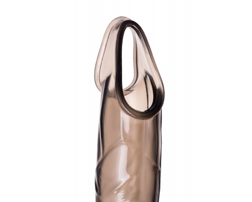 Заказать Дымчатая фаллическая насадка с подхватом и закрытой головкой - 16,2 см.