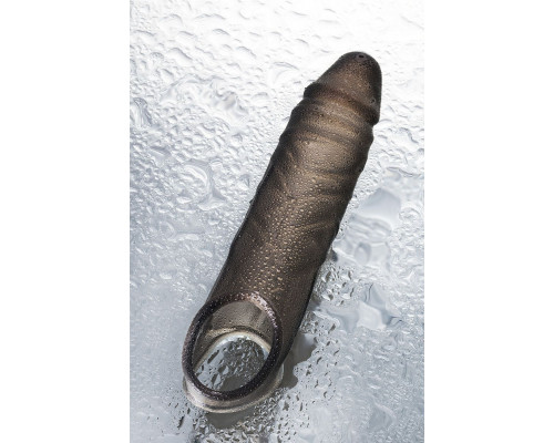 Заказать Дымчатая фаллическая насадка с подхватом и закрытой головкой - 16,2 см.