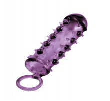 Закрытая фиолетовая насадка с пупырышками SAMURAI PENIS SLEEVE PURPLE - 14,5 см.
