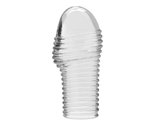 Прозрачная насадка на пенис с ребрышками Hoytt - 9 см.