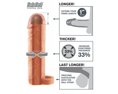 Заказать Телесная насадка с кольцом Perfect 1 Extension with Ball Strap - 17 см.