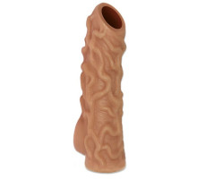 Телесная насадка с венками и открытой головкой Nude Sleeve L - 14 см.