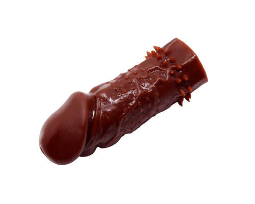 Заказать Коричневая насадка на пенис Wolftooth Sleeve - 13 см.