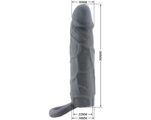 Серая удлиняющая насадка на пенис Large - 18 см.