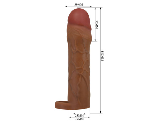 Коричневая насадка на пенис Hani - 18 см.