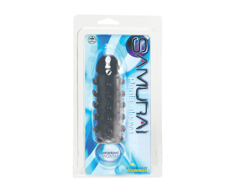 Заказать Дымчатая стимулирующая насадка с закрытой головкой SAMURAI PENIS SLEEVE BLACK - 14,5 см.